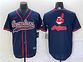 Men's Cleveland Guardians Navy Team Big Logo Cool Base Stitched Jersey,baseball caps,new era cap wholesale,wholesale hats